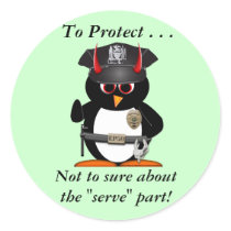 Evil Penguin Police Protect Round Sticker