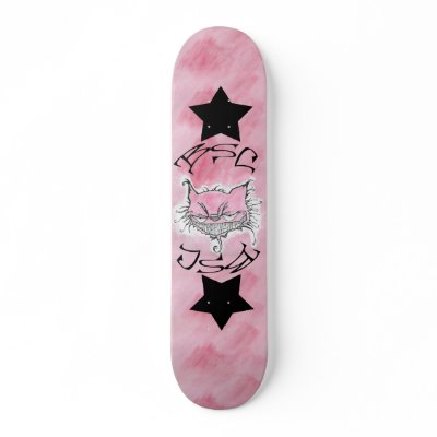 Evil Pink Cat Skate Board Decks by ifiloseitall