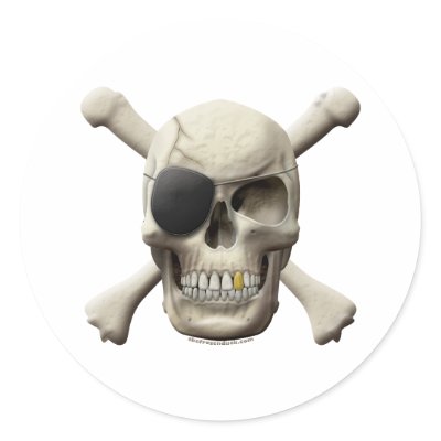 Evil Pirate Skull & Crossbones Sticker by thefrozenduck
