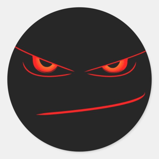 evil red eyes seal round stickers