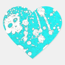 Evil - skulls and guitars in baby blue heart sticker