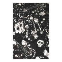 Evil -skulls and guitars in black customized stationery