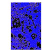 Evil - skulls and guitars in blue stationery