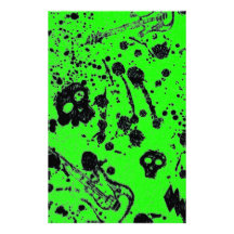Evil - skulls and guitars in green custom stationery