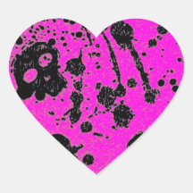 Evil -skulls and guitars in pink heart stickers