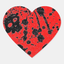 Evil - skulls and guitars in red heart stickers