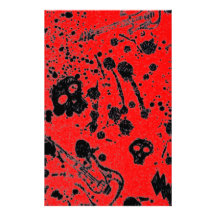 Evil - skulls and guitars in red stationery design