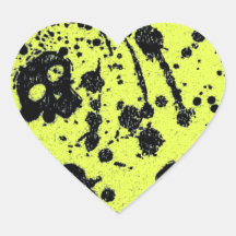 Evil -skulls and guitars in yellow heart sticker