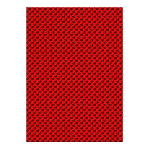 evil smiley faced black hearts on rough red surfac custom invitations
