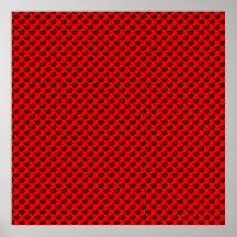 evil smiley faced black hearts on rough red surfac print
