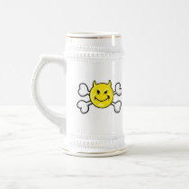 EVIL SMILEY Skull and Crossbones Coffee Mugs