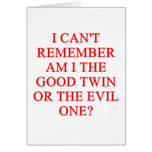evil twin joke greeting card