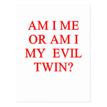 evil twin joke postcards