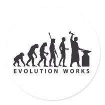 evolution blacksmith runder aufkleber