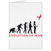 evolution of man controling model airplane grußkarte