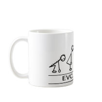 Evolution of man with rowing coffee mugs