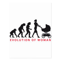 evolution of woman with buggy postkarten