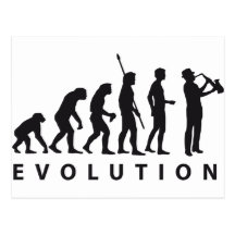 evolution saxophon postkarte