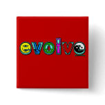 EVOLVE with Six Symbols of Peace and Progress Button