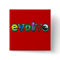 EVOLVE with Six Symbols of Peace and Progress Button