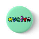 EVOLVE with Six Symbols of Peace and Progress Pinback Buttons