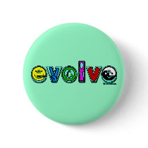 EVOLVE with Six Symbols of Peace and Progress Pinback Buttons