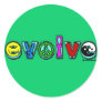 EVOLVE with Six Symbols of Peace and Progress Round Sticker