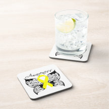 Ewing Sarcoma Butterfly Ribbon Drink Coaster