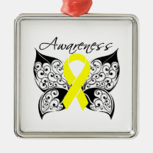 Ewing Sarcoma Butterfly Ribbon Ornaments