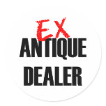 EX ANTIQUE DEALER ROUND STICKER