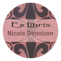 Ex Libris Bookplate Sticker (Tilo coral)