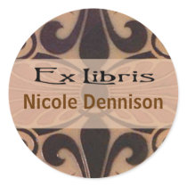 Ex Libris Bookplate Sticker (Tilo mocha)