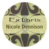 Ex Libris Bookplate Sticker (Tilo olive)