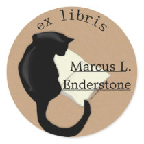 ex libris, cat reading stickers