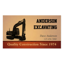 Excavator Construction Business Card Template