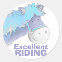 Excellent horse / pony riding blue praise sticker