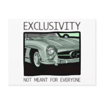 Exclusivity is an old vintage gullwing car post cards
