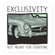 Exclusivity is an old vintage gullwing car sticker