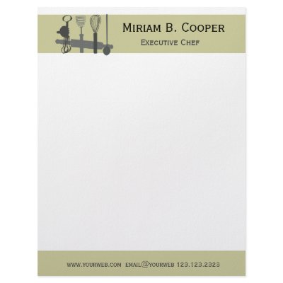 Executive Chef Professional Cook Letterhead Template by 911business