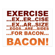 Exercise bacon post cards