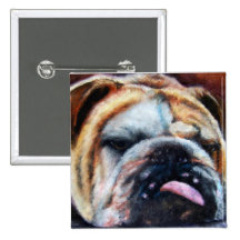 Exhausted (Bulldog) Button