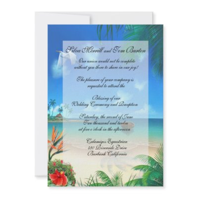 Exotic Beach Wedding "Faux Vellum" Invitation by Special_Occasions