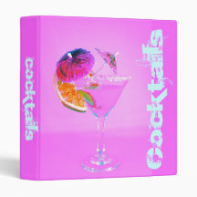 Exotic cocktail glass with paper umbrellas 3 ring binders