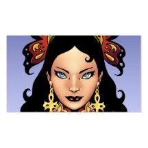 Exotic Gothic Queen with Ankh Earrings by Al Rio Business Card Templates