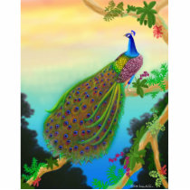 Exotic Green Peacock Pin Cut Out