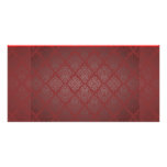 Exotic Red and Black damask wedding gift Personalized Photo Card