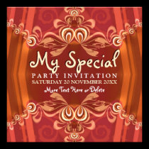 Exotic Red+Gold Girls Boudoir Party  Invitations invitations