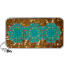 Exotic Teal Blue Abstract Kaleidoscope Bling Travelling Speaker
