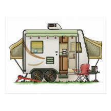 Expandable Hybred Trailer Camper Post Card