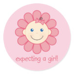 Expecting a Girl Round Sticker